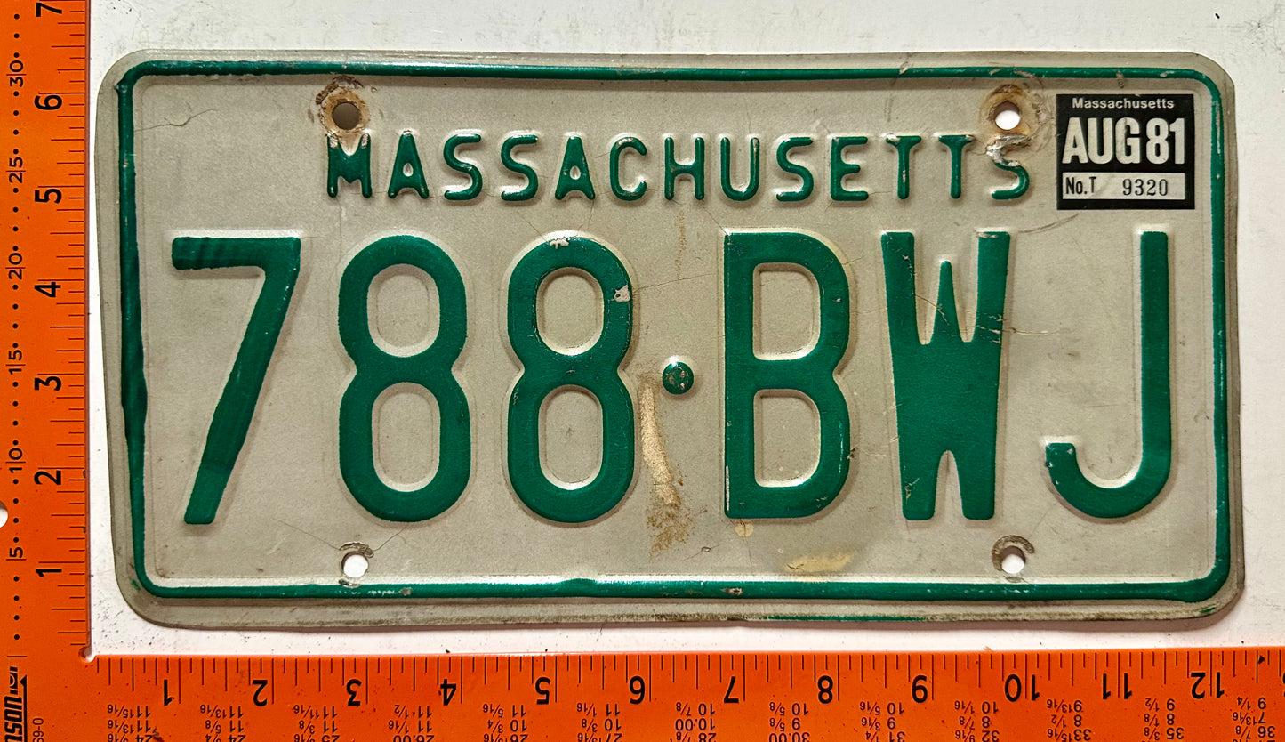 1981 Massachusetts #788-BWJ Passenger License Plate