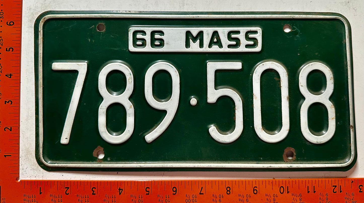 1966 Massachusetts #789-508 Passenger License Plate