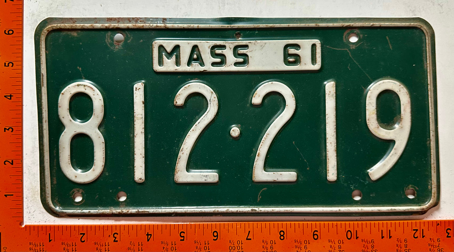 1961 Massachusetts #812-219 Passenger License Plate