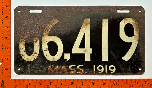 1919 Massachusetts #86,419 Passenger License Plate