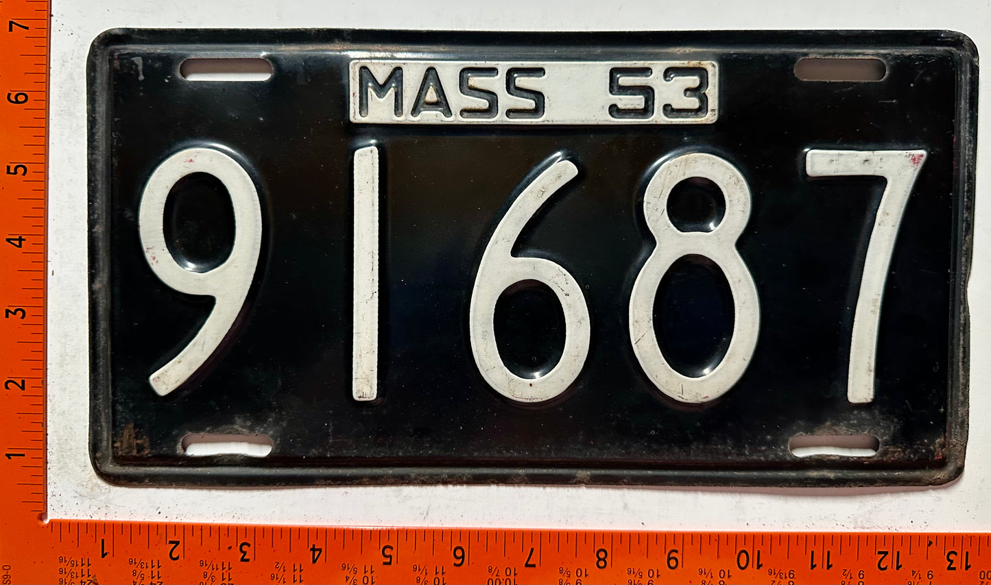 1953 Massachusetts #91687 Passenger License Plate