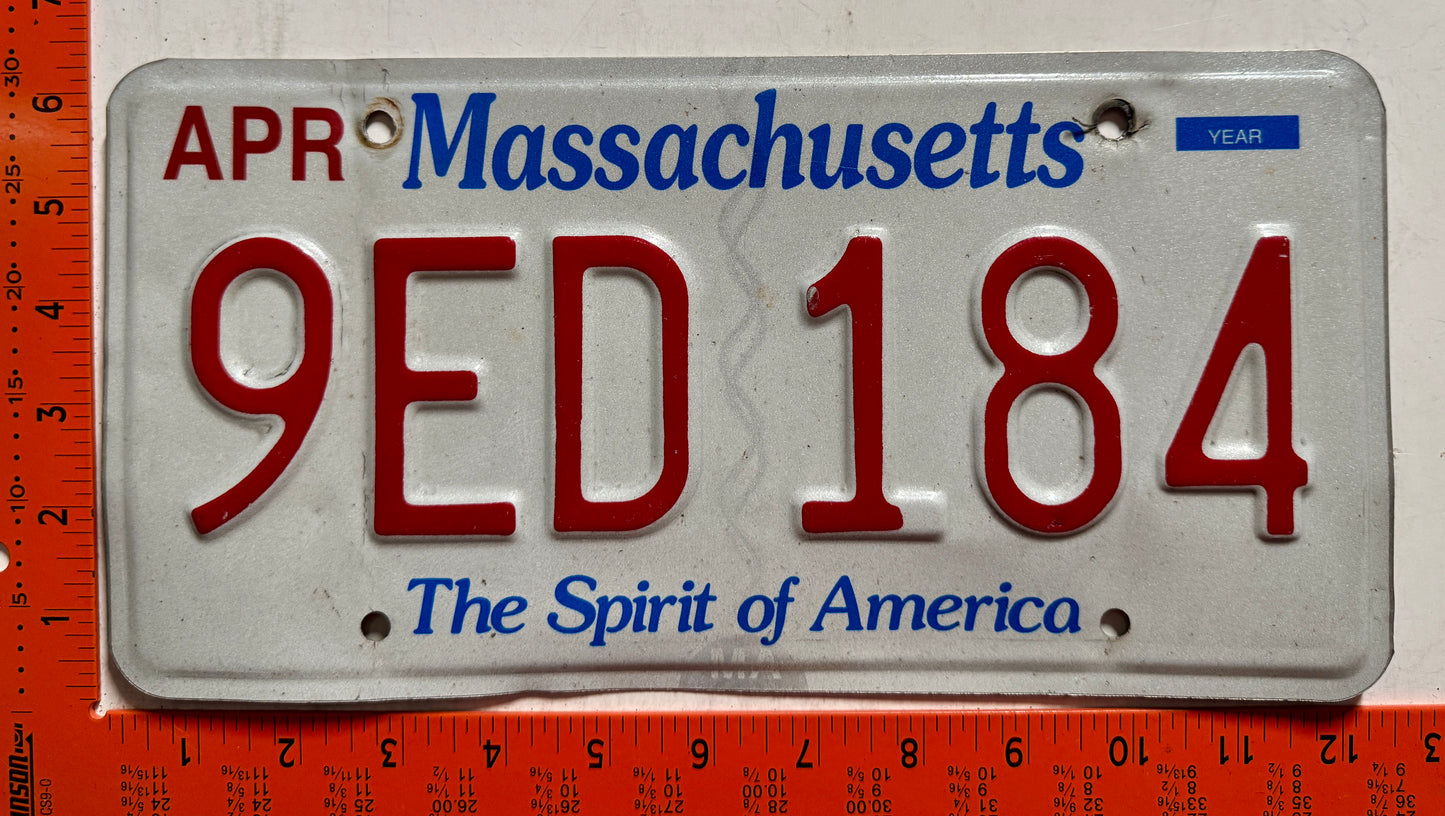 undated Massachusetts #9ED184 Passenger License Plate