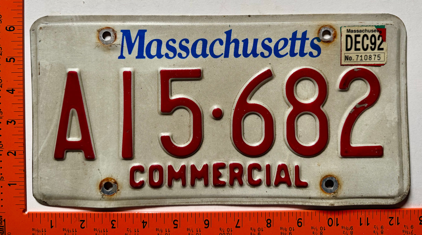 1992 Massachusetts #A15-682 Commercial License Plate