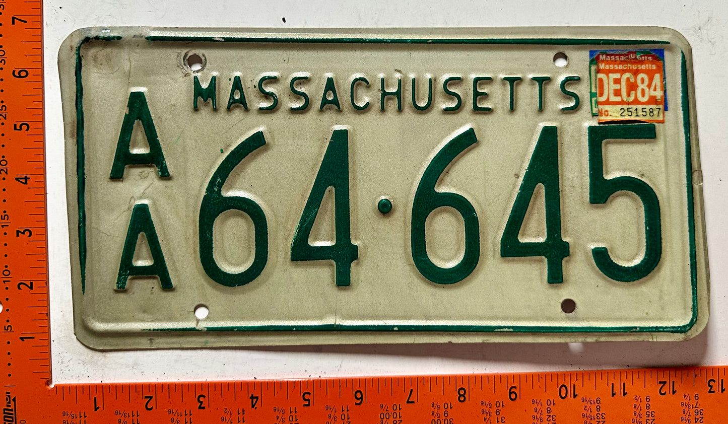 1984 Massachusetts #A/A 64-645 Commercial License Plate
