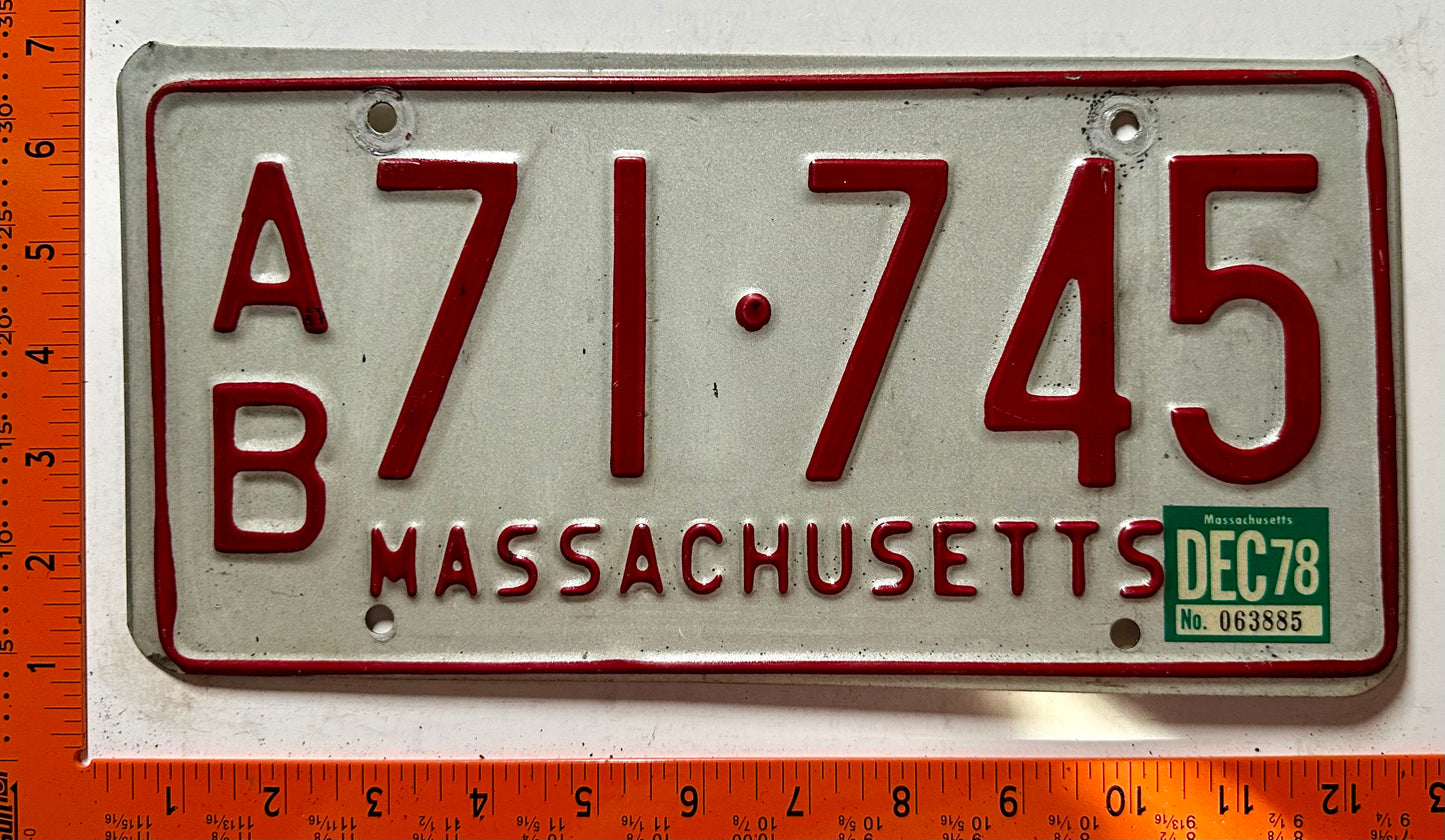 1978 Massachusetts #A/B 71-745 Commercial License Plate