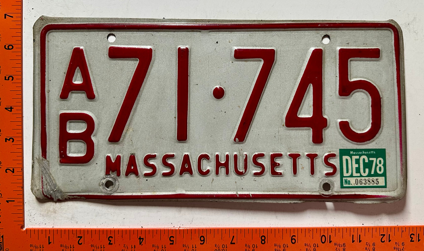 1978 Massachusetts #A/B 71-745 Commercial License Plate