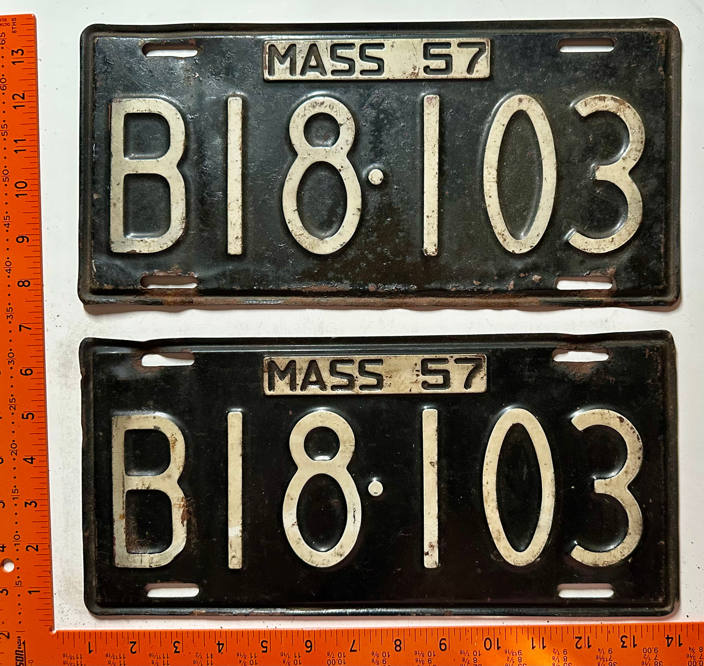 1957 Massachusetts #B18-103 Commercial License Plate (Pair)