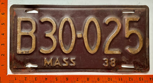 1938 Massachusetts #B30-025 Commercial License Plate