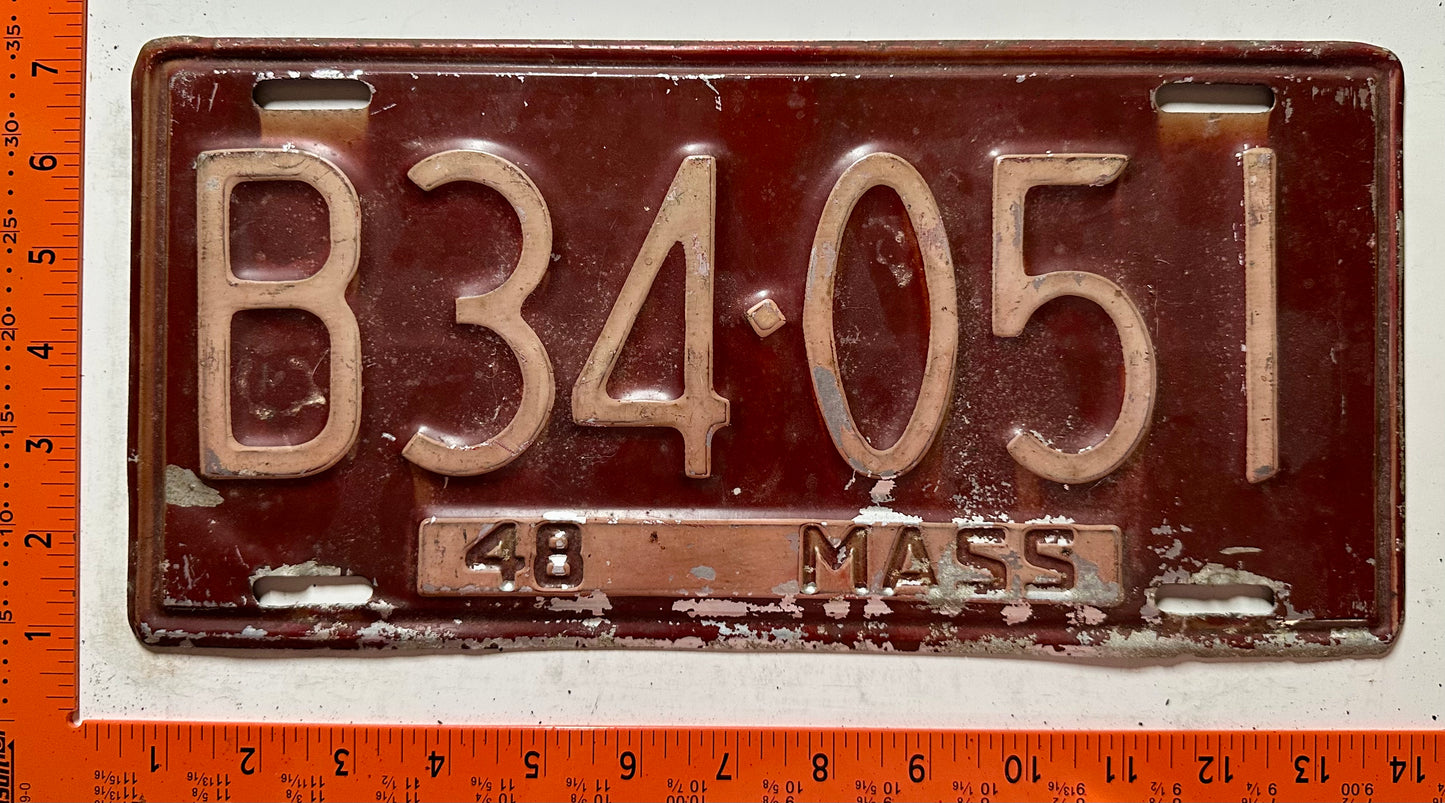 1948 Massachusetts #B34-051 Commercial License Plate