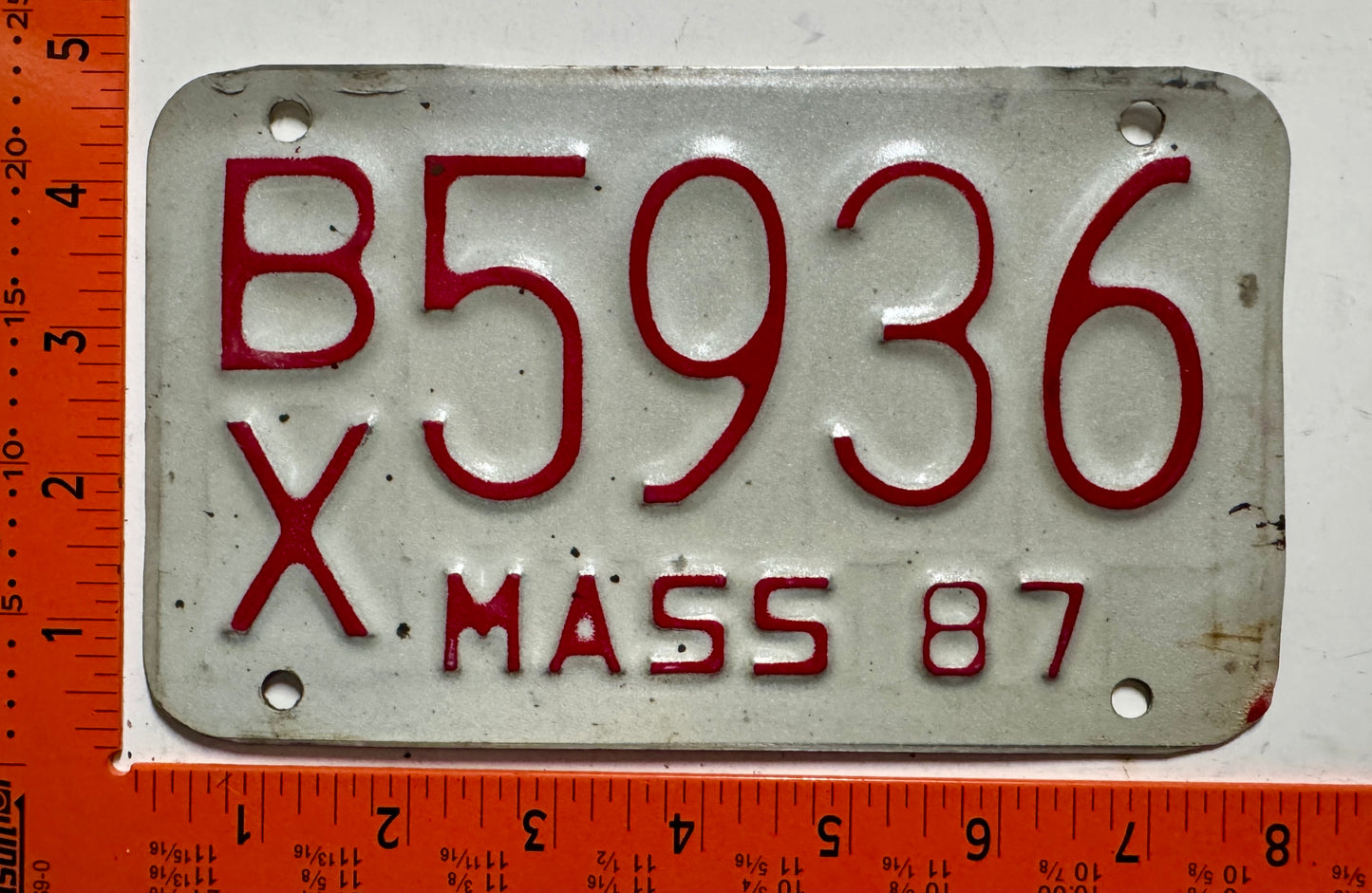 1987 Massachusetts #B/X 5936 Motorcycle License Plate