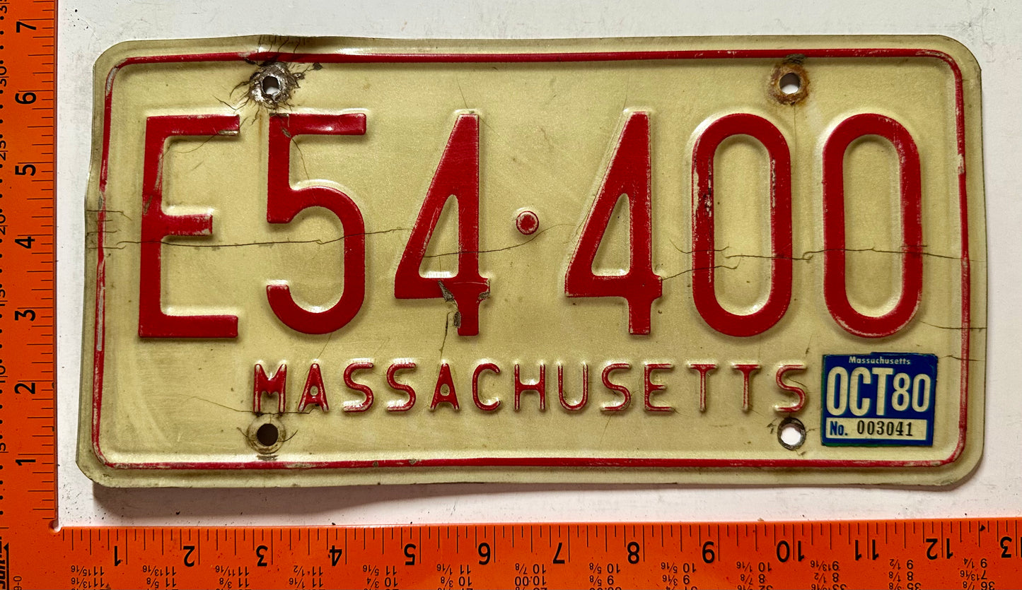 1980 Massachusetts #E54-400 Passenger License Plate