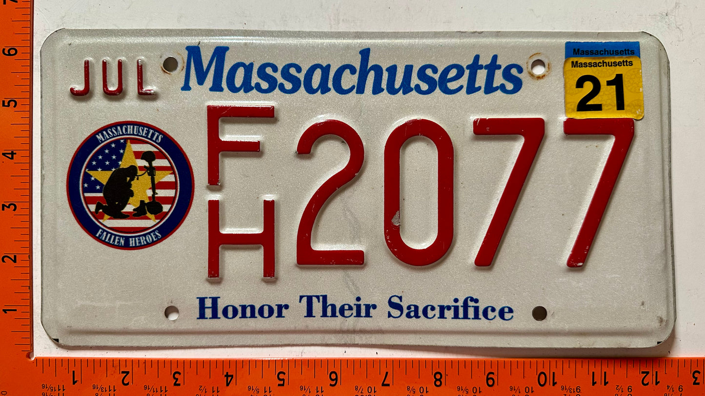 2021 Massachusetts #F/H 2077 Fallen Heroes License Plate