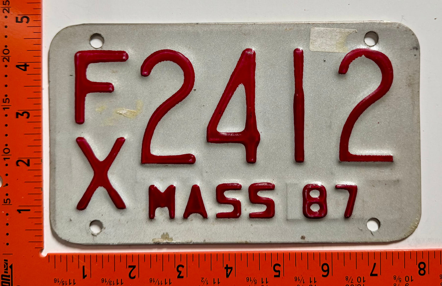 1987 Massachusetts #F/X 2412 Motorcycle License Plate