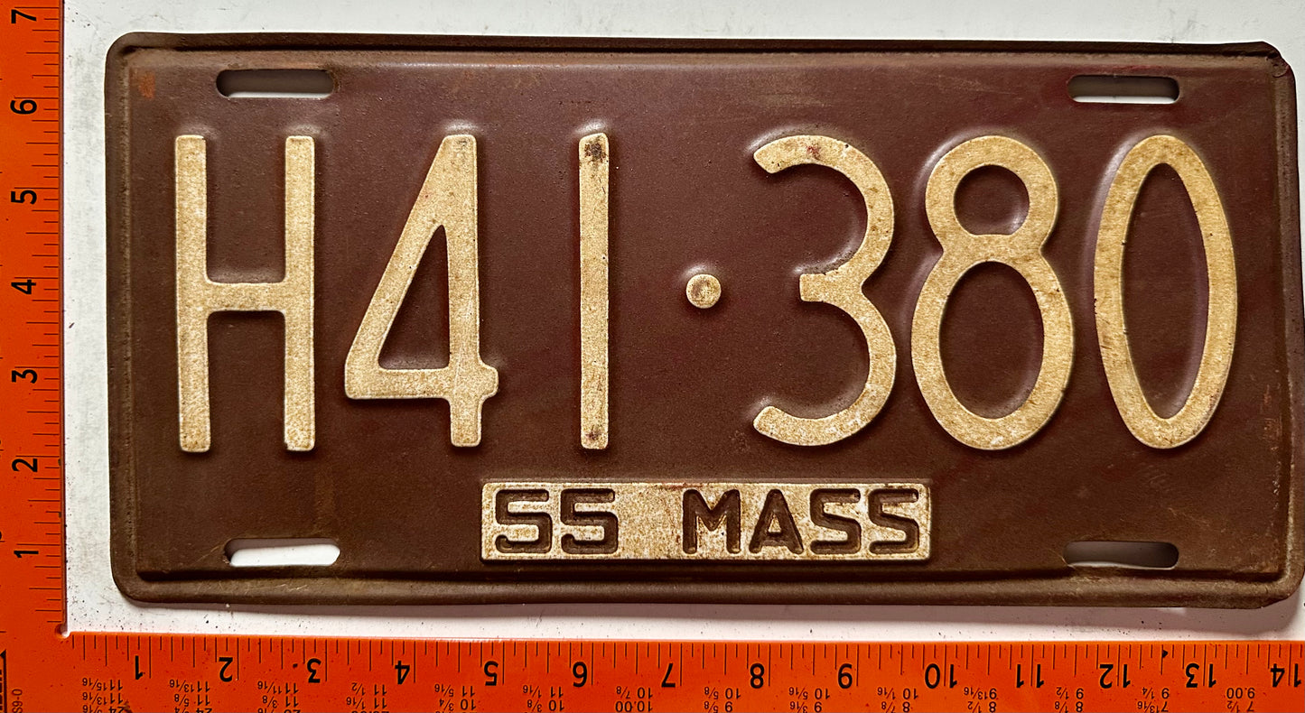 1955 Massachusetts #H41-380 Passenger License Plate