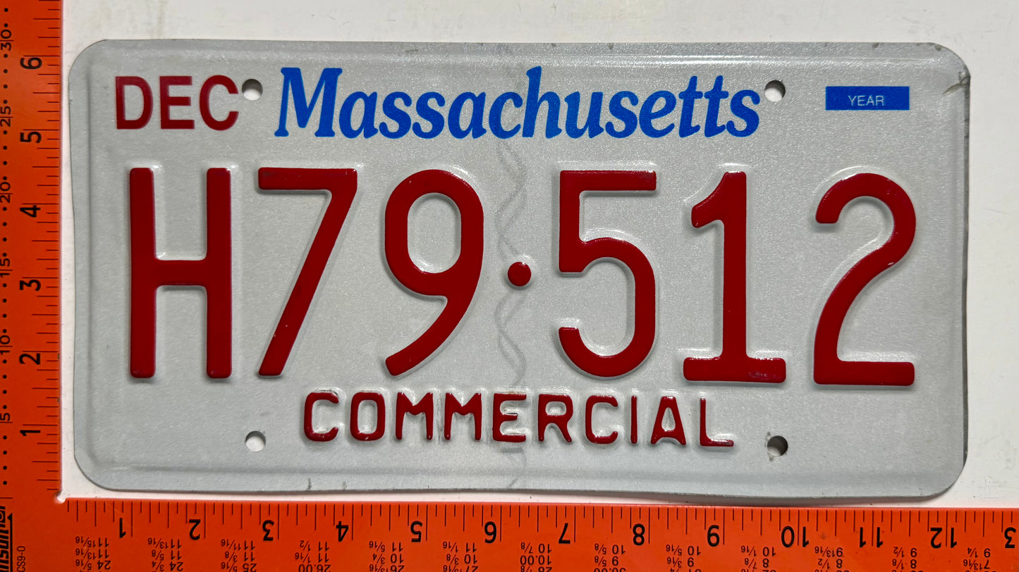 undated Massachusetts #H79-512 Commercial License Plate