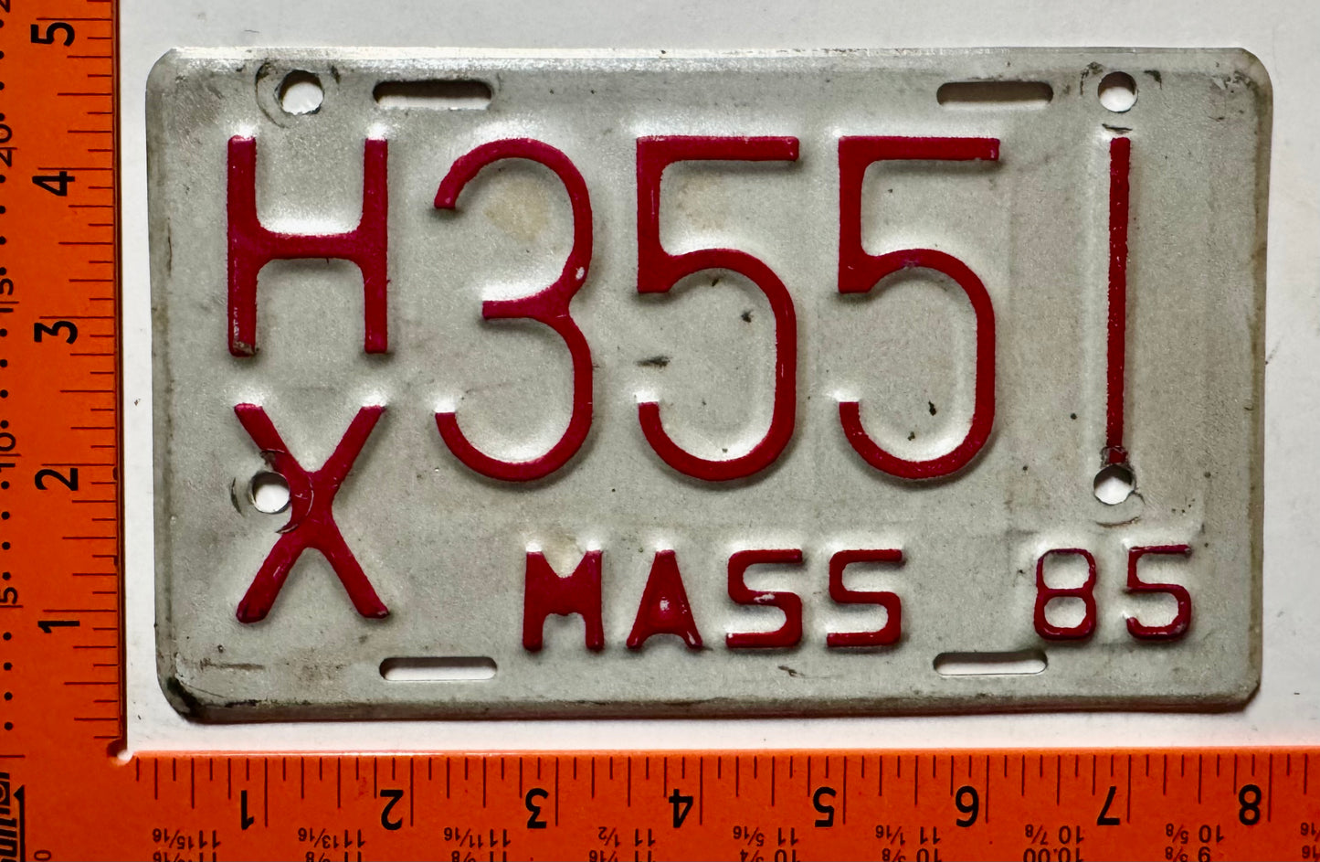 1985 Massachusetts #H/X 3551 Motorcycle License Plate