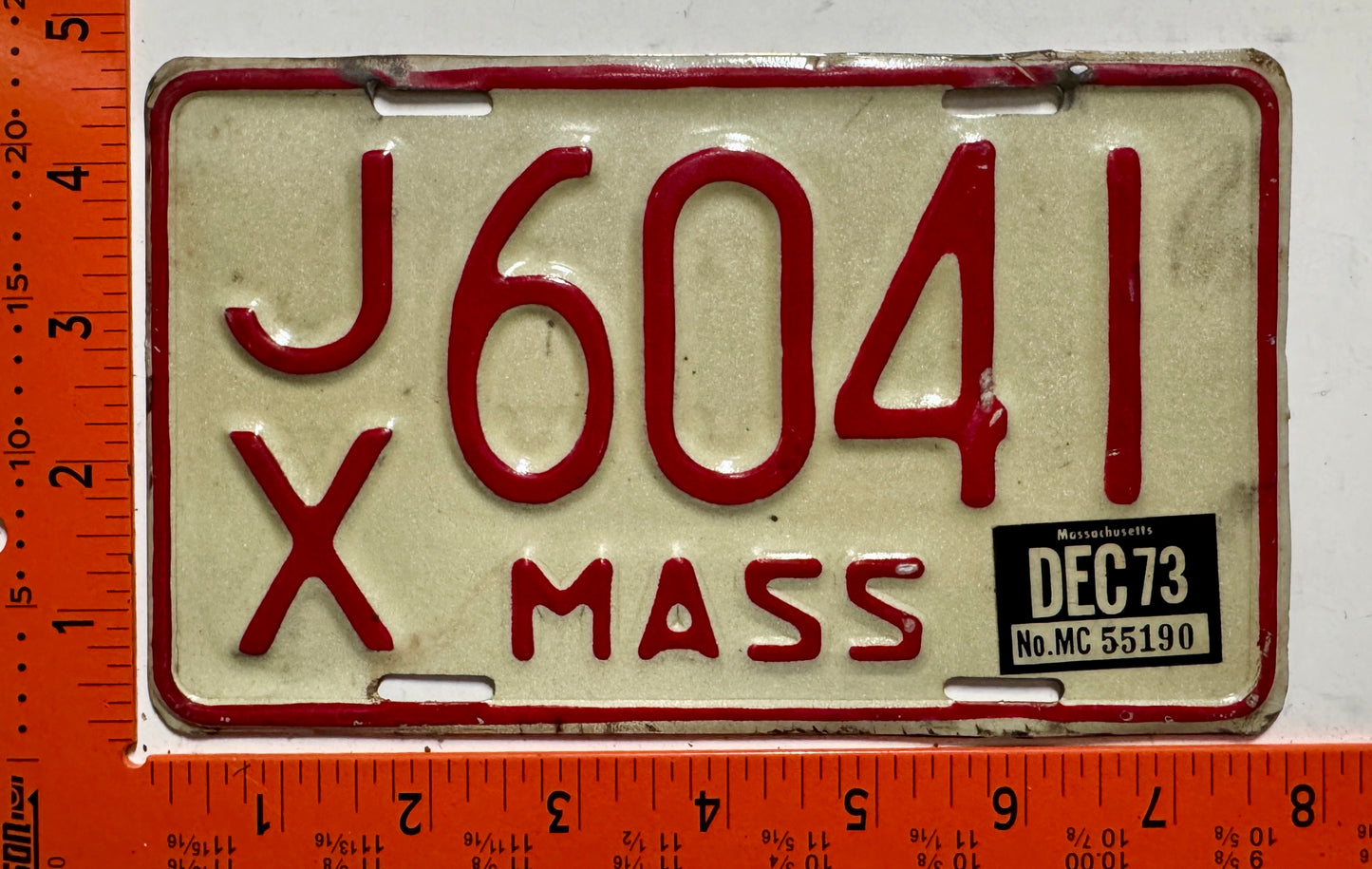 1976 Massachusetts #J/X 6041 Motorcycle License Plate