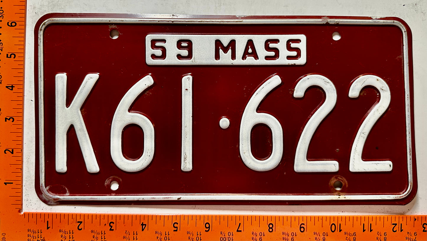 1959 Massachusetts #K61-622 Passenger License Plate