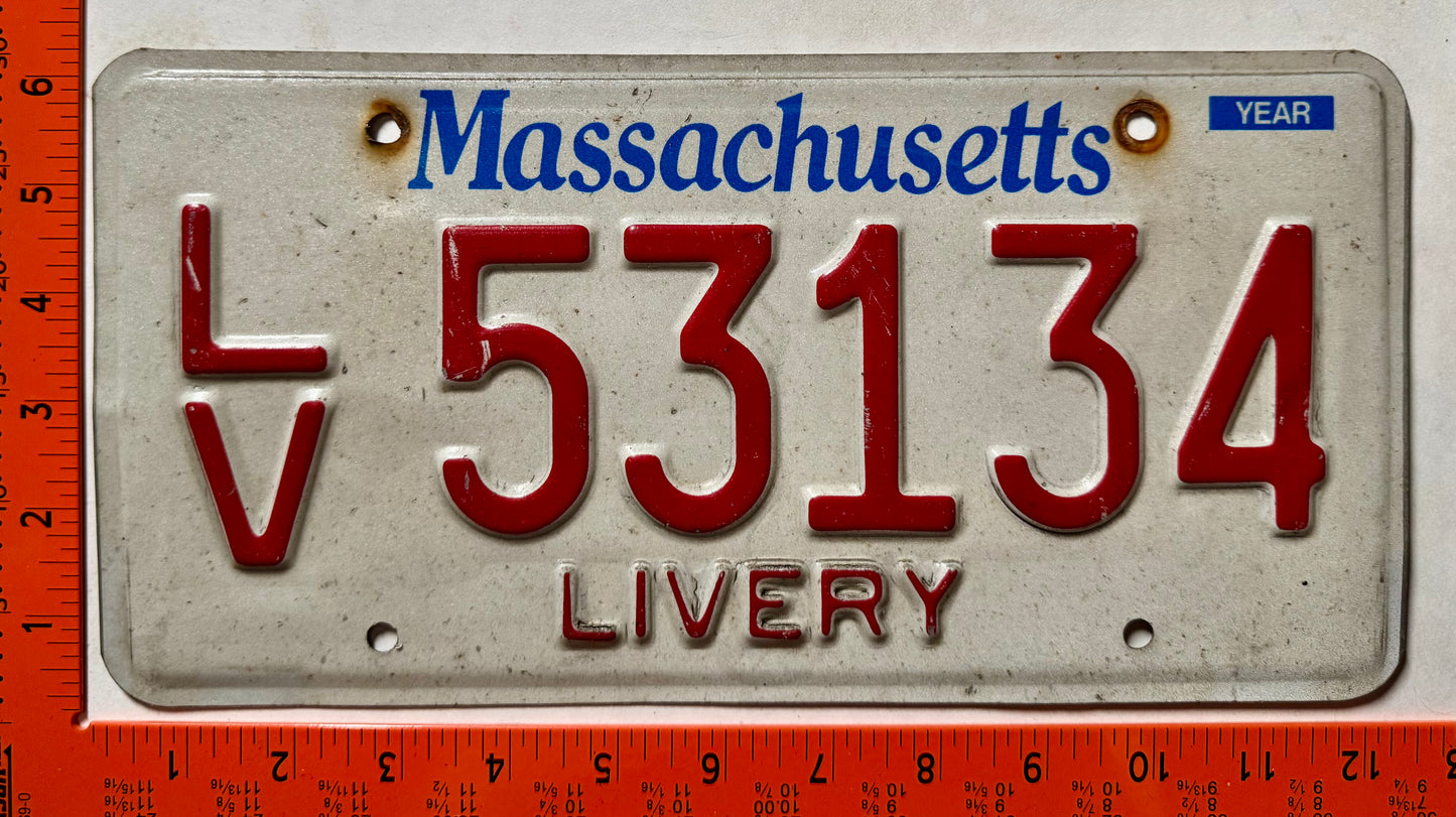 undated Massachusetts #LV53134 Livery License Plate