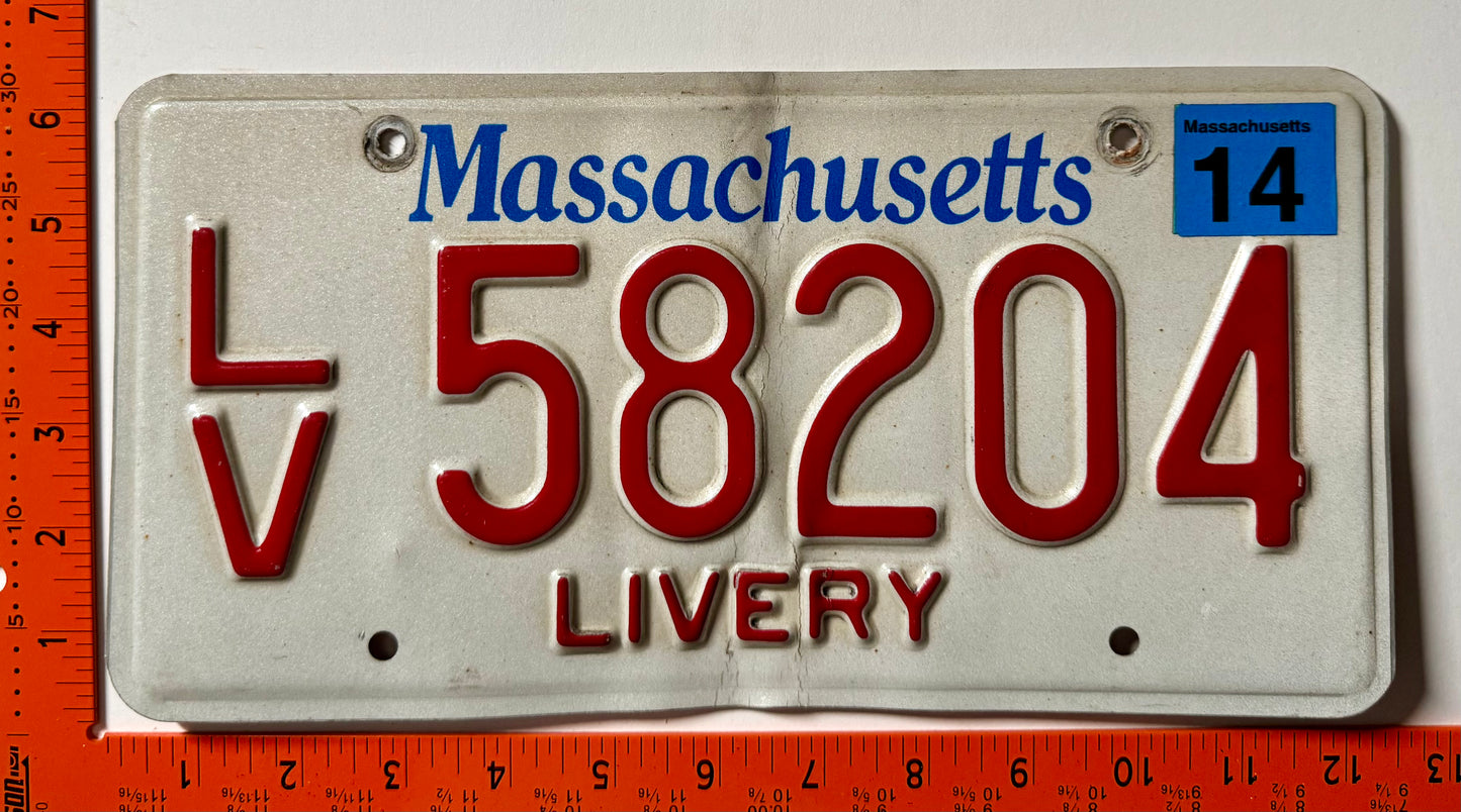 2014 Massachusetts #LV 58204 Livery License Plate