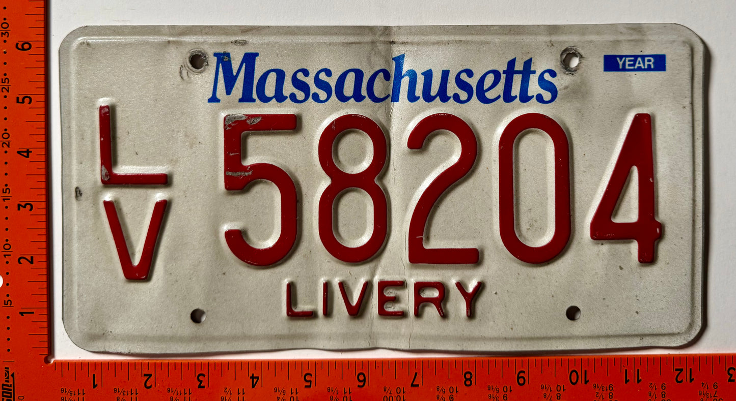 undated Massachusetts #LV 58204 Livery License Plate