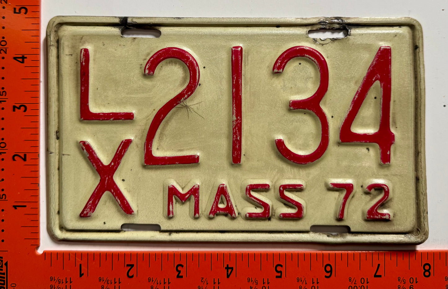1972 Massachusetts #L/X 2134 Motorcycle License Plate