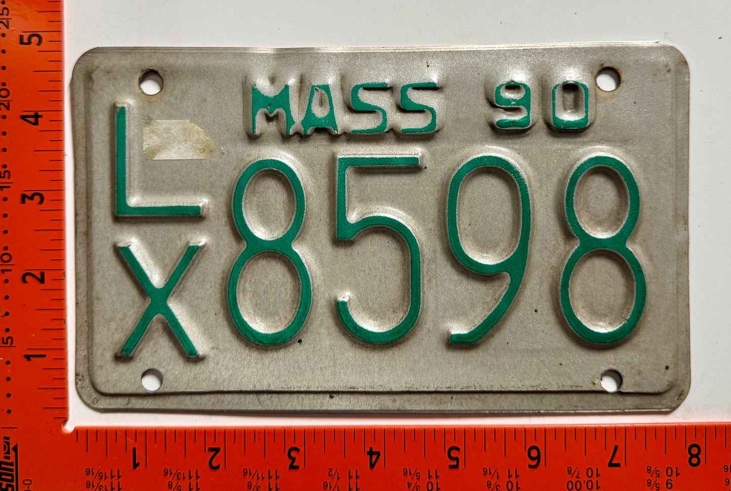 1990 Massachusetts #L/X 8598 Motorcycle License Plate