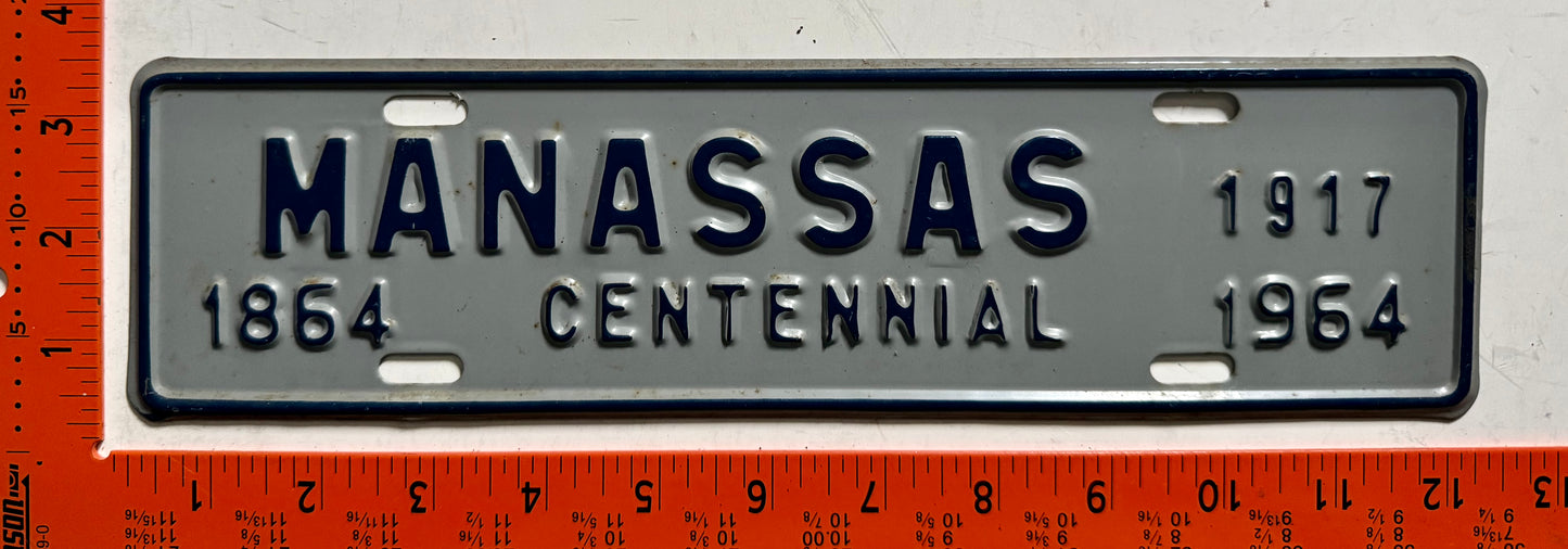 1964 Manassas City Prince William County Virginia #1917 Passenger License Plate