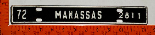 1972 Manassas, Virginia #2811 License Plate