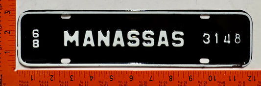 1968 Manassas, Virginia #3148 License Plate