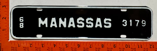 1968 Manassas, Virginia #3179 License Plate