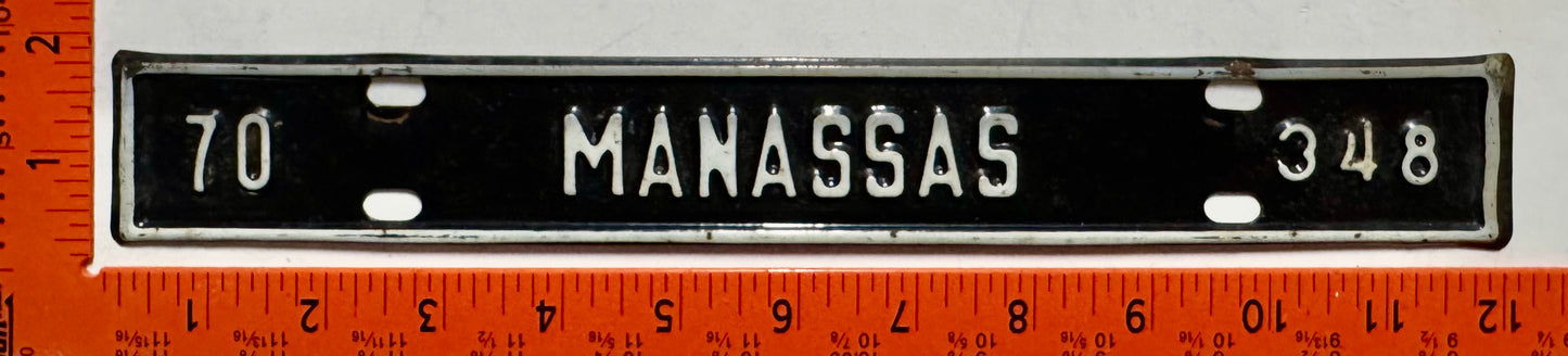 1970 Manassas, Virginia #348 License Plate