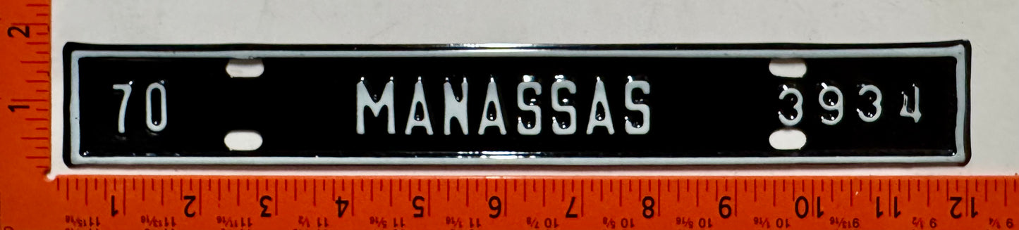 1970 Manassas, Virginia #3934 License Plate