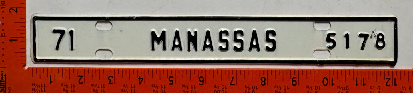 1971 Manassas, Virginia #5178 License Plate