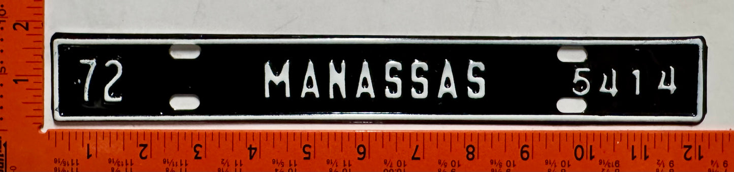 1972 Manassas, Virginia #5414 License Plate