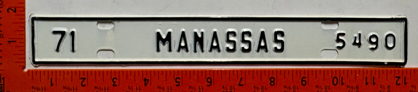 1971 Manassas, Virginia #5490 License Plate