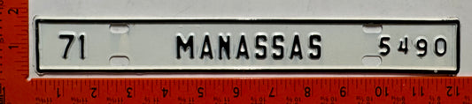 1971 Manassas, Virginia #5490 License Plate