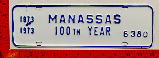 1973 Manassas, Virginia #6380 License Plate