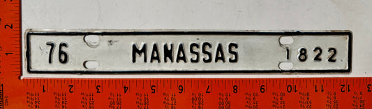 1976 Manassas, Virginia #1822 License Plate