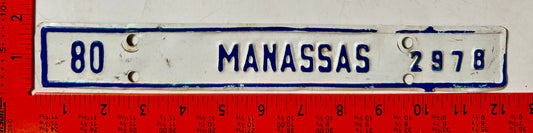 1980 Manassas, Virginia #2978 License Plate