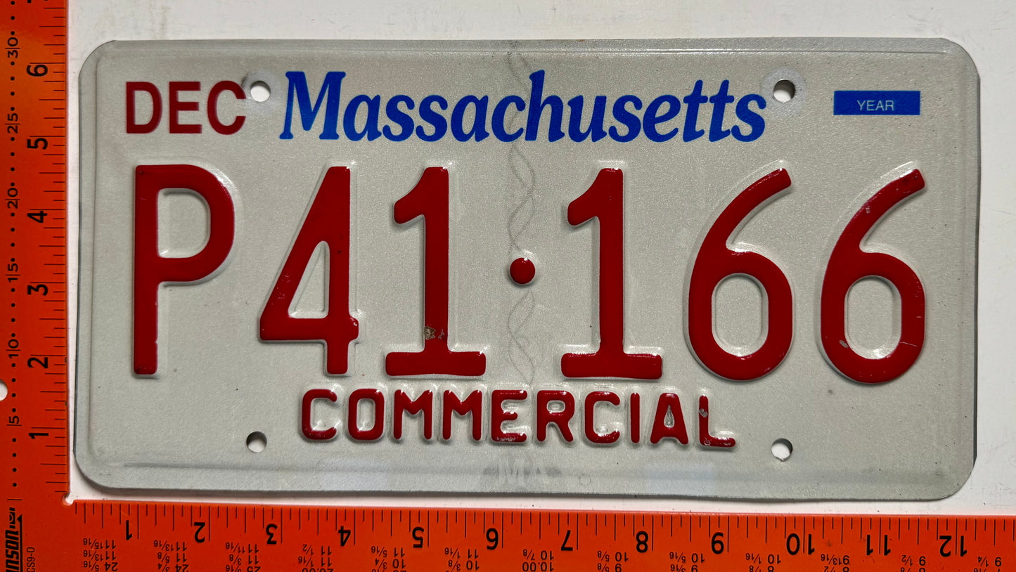 undated Massachusetts #P41-166 Commercial License Plate