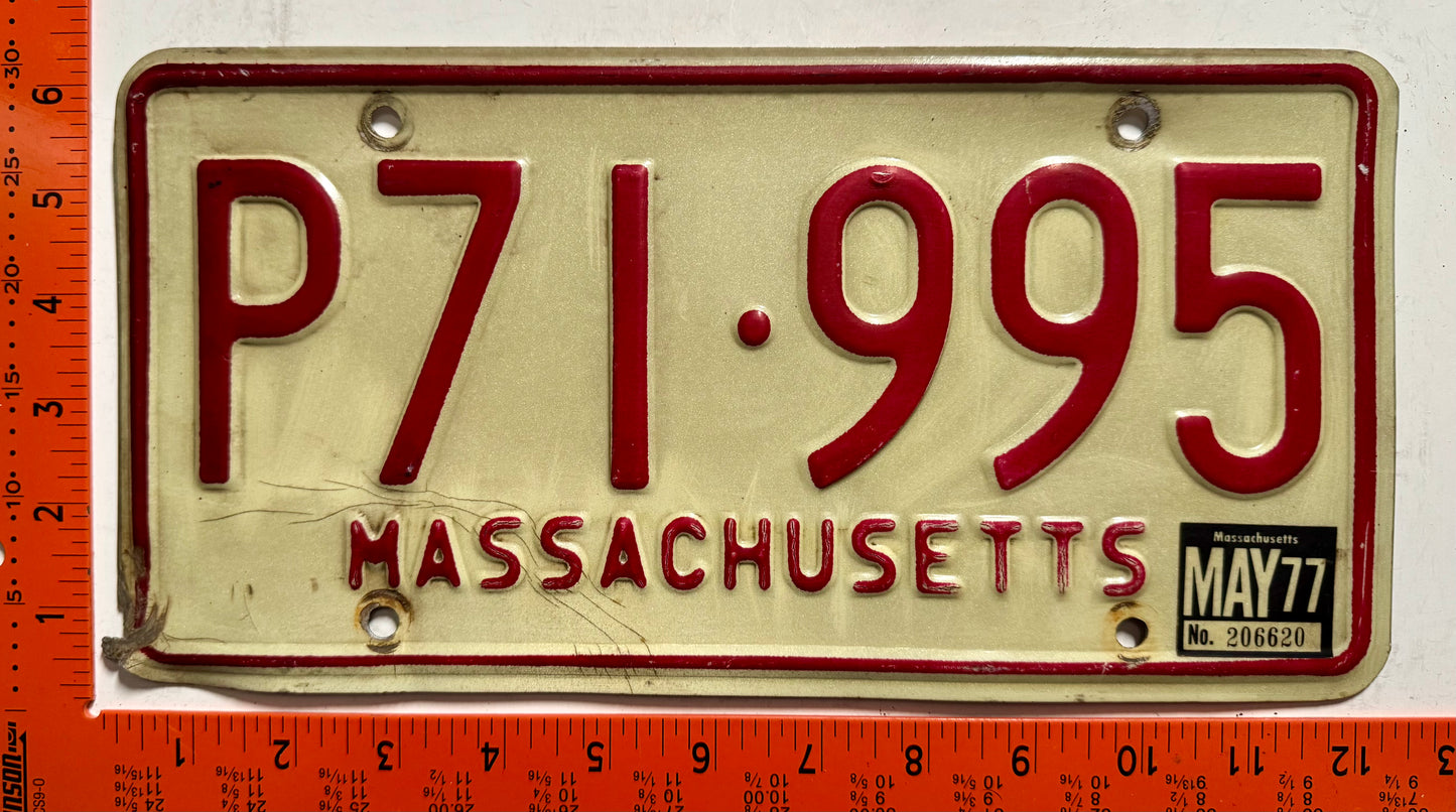 1977 Massachusetts #P71-995 Passenger License Plate