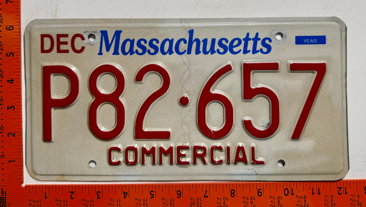 undated Massachusetts #P82-657 Commercial License Plate
