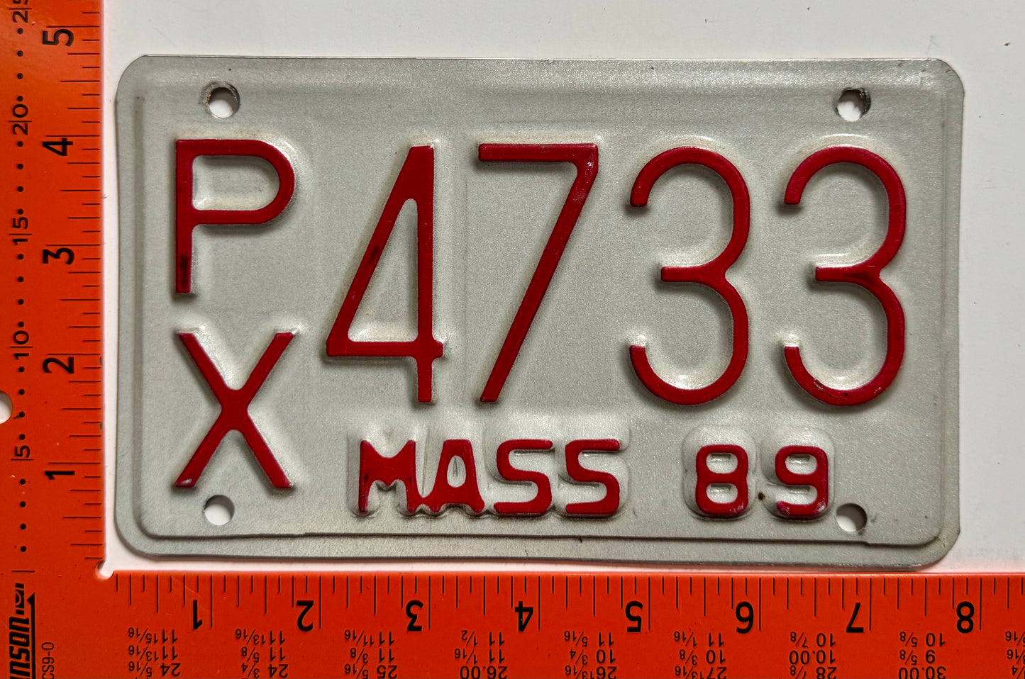 1989 Massachusetts #P/X 4733 Motorcycle License Plate