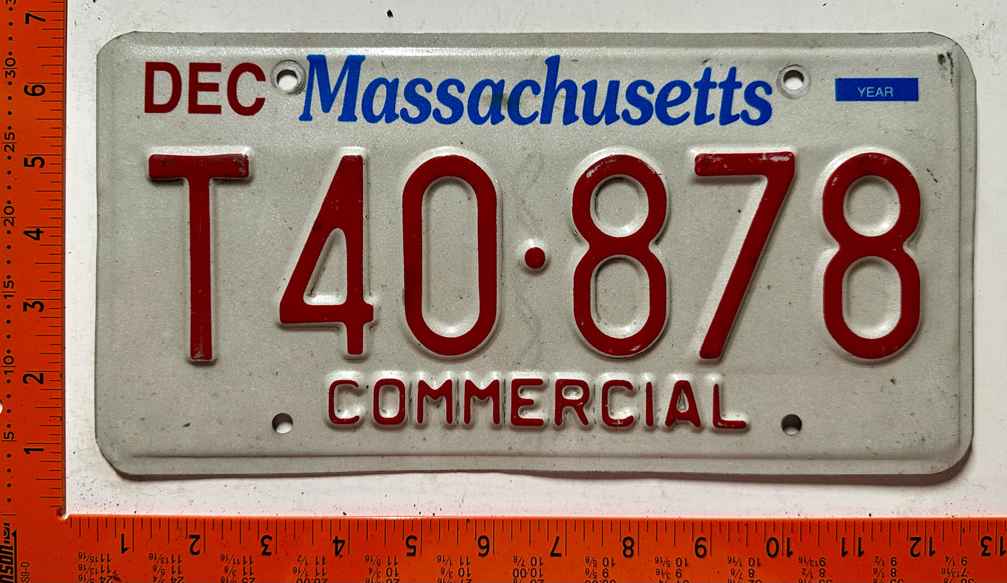 undated Massachusetts #T40-878 Commercial License Plate