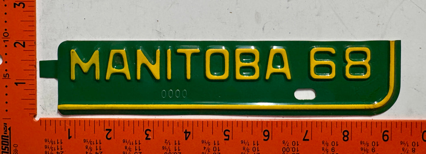 1968 Manitoba #0000 Sample License Plate Tab