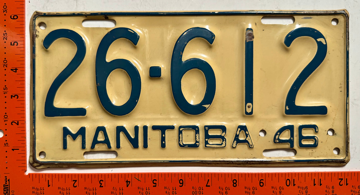 1946 Manitoba #26-612 Passenger License Plate