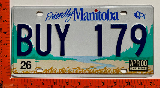 2000 Manitoba #BUY 179 Passenger License Plate