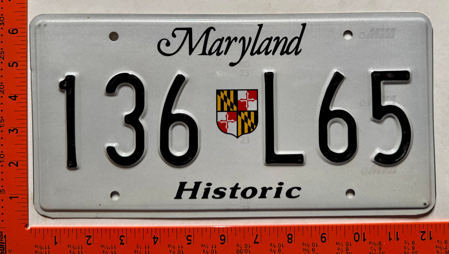 undated Maryland #136 L65 Historic License Plate