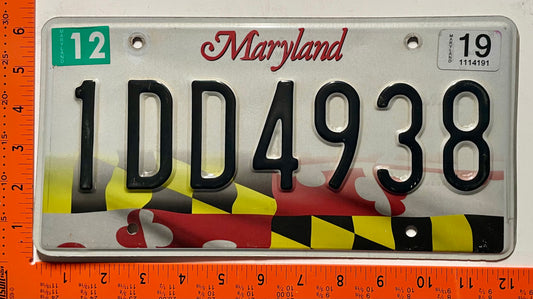 2019 Maryland #1DD4938 Passenger License Plate